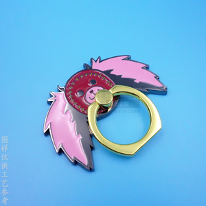 Support de téléphone portable universel de bureau rotatif à 360 degrés en alliage de zinc avec motif de dessin animé et logo émaillé, support de bague métallique personnalisé - Product Image 2