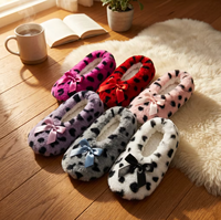 Calcetines de Casa para Mujer con Diseño de Corazón y Lazo, Forrados de Sherpa, Cálidos para Invierno, Antideslizantes