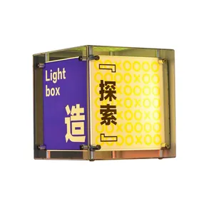 Pabrik disesuaikan pola pencahayaan logo LED tanda iklan logo kotak lampu akrilik
