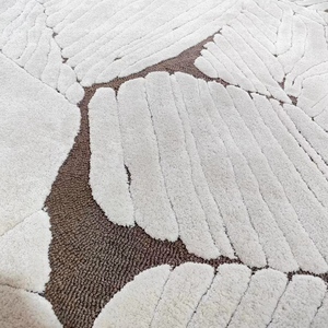 Alfombra de acrílico hecha a mano personalizada cerca de mí alfombras de área con mechones de marfil artesanales de bucle bajo de corte alto a la venta - Product Image 4