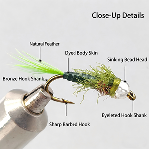 Moscas de <span class=keywords><strong>Ninfas</strong></span> con Cabeza de Tungsteno en Varios Tamaños # 14 # 16 Señuelos Húmedos de Color Oliva y Marrón <span class=keywords><strong>para</strong></span> Pesca con Mosca, Señuelos <span class=keywords><strong>para</strong></span> Trucha - Product Image 3