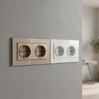 Prise murale double Schuko européenne en verre trempé 146mm*86mm, 2 prises européennes standard, 1 port USB, 4 ports USB-C, usage hospitalier, 16A 250V