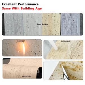 แผ่นหินเทียมลายหินอ่อน Travertine แบบยืดหยุ่น ทันสมัย ปลอดภัย ตกแต่งผนัง รูปแบบ 3 มิติ สำหรับบ้าน - Product Image 5