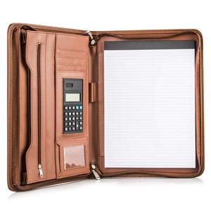 Đa chức năng cổ điển nâu <span class=keywords><strong>padfolio</strong></span> với biểu tượng tùy chỉnh tài liệu chủ sang trọng PU da danh mục đầu tư với dây kéo cho nam giới - Product Image 2
