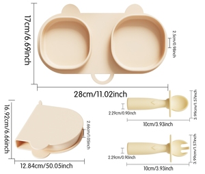 Miniassiette de voyage pour bébé, assiettes pour bébé, essentielles pour les voyages, avec fourchettes et cuillères, assiettes à dîner pliables en silicone, nouveauté - Product Image 6