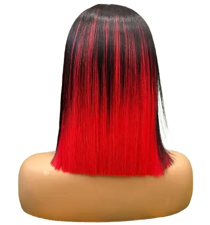 Meilleure vente HD perruque transparente dentelle fermeture bob ombre rouge cheveux humains bruts remy toutes tailles personnaliser au meilleur prix pour le nouvel an
