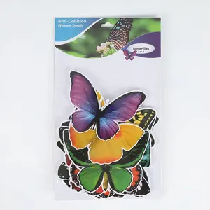 定制有趣的蝴蝶静态紧贴乙烯基镜面花朵透明贴纸，用于车窗户外等