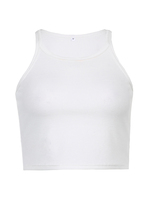 Débardeur côtelé blanc décontracté en coton sans manches pour femme – Top court tendance pour le fitness et l'été