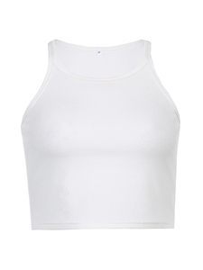 Top <span class=keywords><strong>Canotta</strong></span> Casual <span class=keywords><strong>Bianca</strong></span> Senza Maniche in Cotone da Donna, Top Corto <span class=keywords><strong>a</strong></span> <span class=keywords><strong>Costine</strong></span> alla Moda, Maglietta Basica da Donna per Fitness, <span class=keywords><strong>Canotta</strong></span> Estiva - Product Image 6