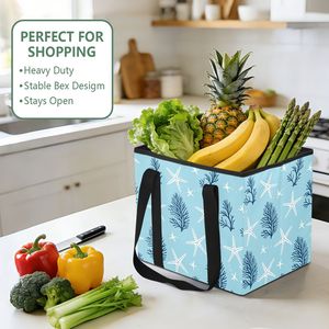 Starfish Coral Shopping <b>Bag</b> <b>Reusable</b> Tote Grocery Carry <b>Bag</b> Beach Market Carryall - Product Image 5