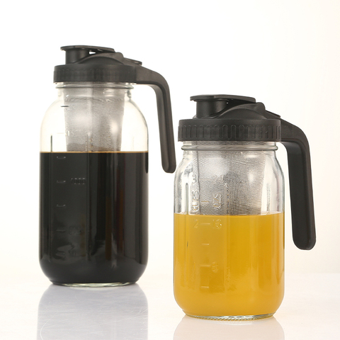 New Glass Pitcher Airtight Easy Pouring Spout Lid 2 Pack Drinking Wide Mouth Mason Jar Lids With Handle Set