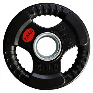 Disques de musculation en caoutchouc à triple grip, plaques de poids en caoutchouc pour haltères, idéales pour la musculation - Meilleures ventes - Product Image 3