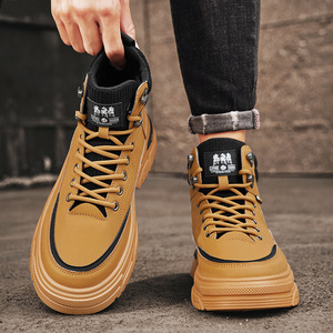 For Boots Men 2025 New Winter Men's Outdoor Sports Casual Versatile Height Increasing Lace-up Ankle <b>Bootie</b> Thick Rubber - Product Image 4