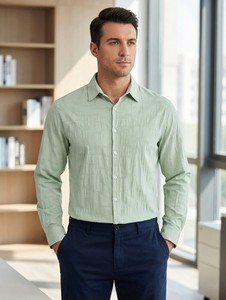 <span class=keywords><strong>Chemise</strong></span> <span class=keywords><strong>Homme</strong></span> Rétro à Col Rabattu en Soie Spandex, Manches Longues, Couleur Unie, D<span class=keywords><strong>éco</strong></span>ntractée, pour Printemps-Été – Vente en Gros - Product Image 4