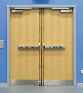 Puerta de seguridad Exterior de acero doble, puerta de metal comercial con clasificación de fuego, individual y Media puerta