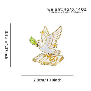 Spille smaltate personalizzate a forma di colomba della pace, spille in metallo <span class=keywords><strong>Amore</strong></span> e Pace, accessorio a tema pace mondiale, disponibili in magazzino - Product Image 5