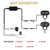 Kit d'éclairage auxiliaire LED pour moto à 6 modes, télécommande filaire, interrupteur au guidon, lampe antibrouillard étanche pour ATV UTV