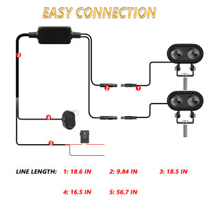 Kit Luci Ausiliarie LED per Moto a 6 Modalità con Telecomando Cablato, Interruttore sul Manubrio, Lampada Antinebbia Impermeabile per ATV UTV - Product Image 2