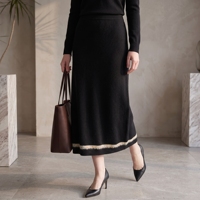 Jupe midi 100% cachemire pour femme, tricot torsadé, couleur unie, hiver, décontractée, taille naturelle, tricot Ningxia, faible MOQ 10 pièces