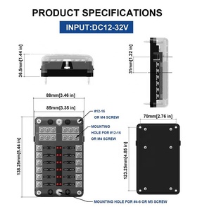 บล็อกฟิวส์ 12 ช่อง DC 32V 100A พร้อ<span class=keywords><strong>ม</strong></span>บัสขั้วลบและฝาครอบ - Product Image 4