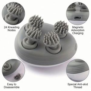 Masajeador de Cabeza Recargable de Silicona con Funcionamiento Silencioso, Cabezales de Masaje Suaves para Alivio del Dolor y Relajación Diaria - Product Image 6