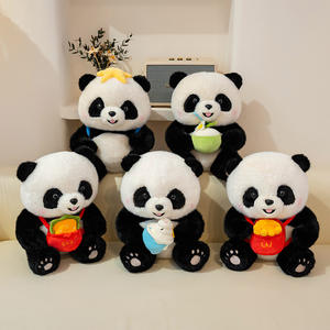 Peluche <span class=keywords><strong>Panda</strong></span> Cartoon avec Hamburger et Frites, Souvenir de Voyage, Adorable Peluche <span class=keywords><strong>Panda</strong></span> pour Enfants, Jouet Cadeau - Product Image 1