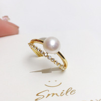 SHDIYAYUN gros anneau de perles d'eau douce réglable Simple Double rangée conception bijoux en perles