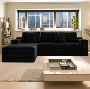 Modular Sectional <b>Sofa</b> Set Modern <b>Sofa</b> Bed Eco-Friendly Design Plush Corduroy Fabric Wood <b>Legs</b> No Assembly Required 2PC Free - Product Image 5