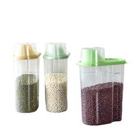 Récipients de stockage d'aliments en plastique au design moderne avec couvercle hermétique Bocaux de rangement de cuisine pour haricots, céréales, pâtes, collations Boîte de rangement