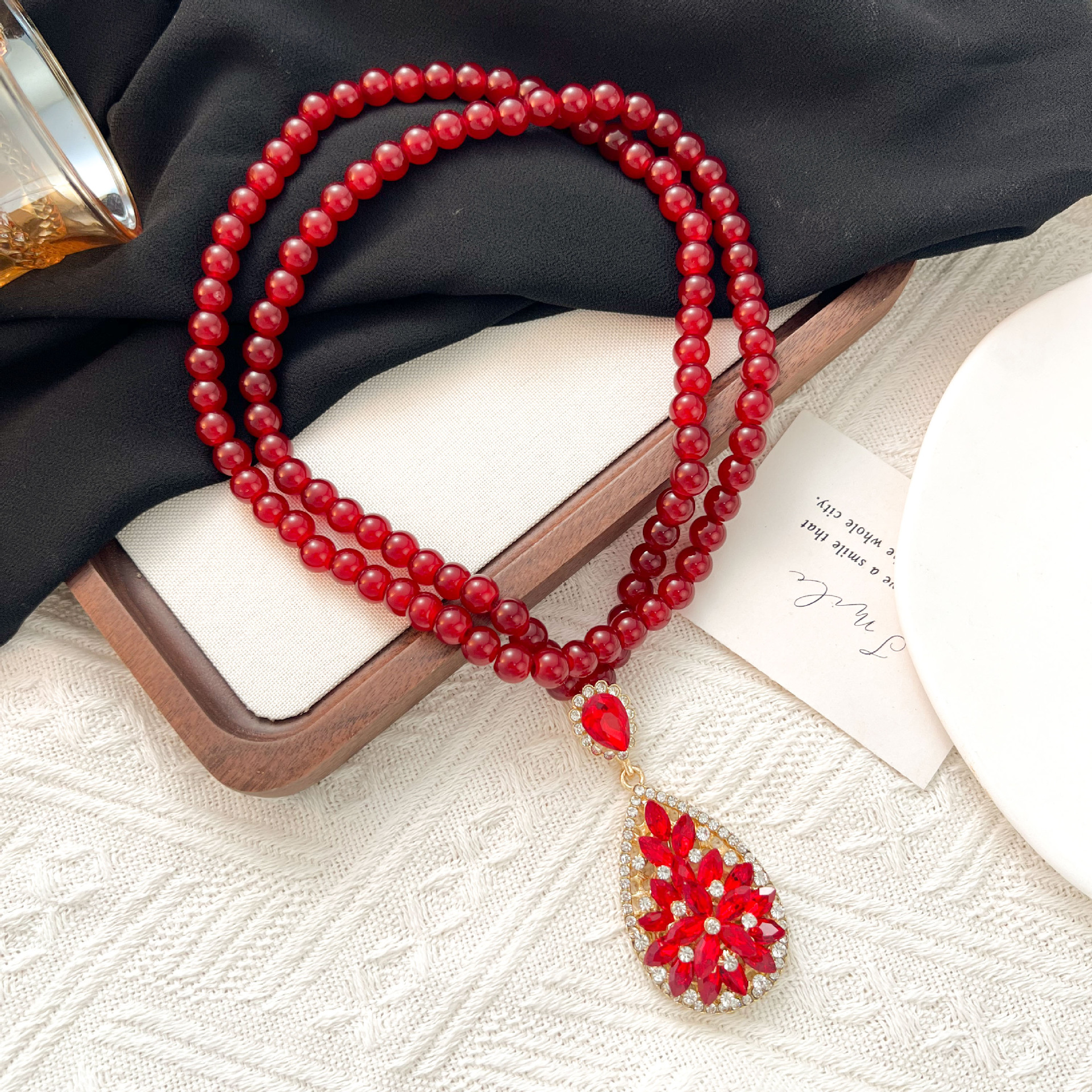 1004 Red Teardrop Necklace