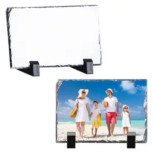 Sublimation Blank Slate Rock Photo Frame Heat Transfer Rectangular Picture Frame with Display Holder for Heat Press Machine