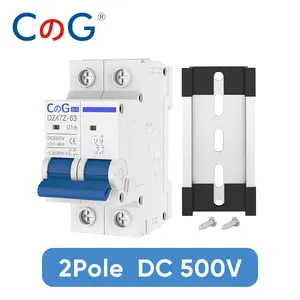 CG DC Miniature Circuit Breaker 2Pole 10A 16A 20A 25A 32A 40A 50A 63A 500V Thermal Magnetic Trip Din Rail Mount Switch