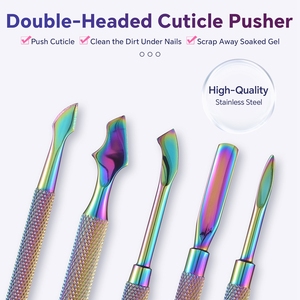 KADS 1 pièce Repousse-cuticules double face en acier inoxydable pour éliminer les peaux mortes, outil de nettoyage et d'entretien des ongles - Product Image 2