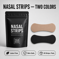 Bandes nasales HLK 30 pièces, deux couleurs (noir et couleur chair), sans latex, pour une respiration nasale améliorée et un meilleur sommeil, certifiées CE, OEM ODM, logo personnalisé