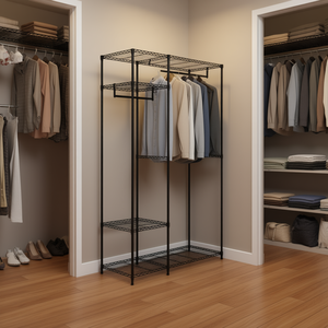 Organiseur de placard portable en acier Db avec 5 niveaux de rangement pour vêtements, design minimaliste noir pour placards et organisation de la maison - Product Image 2