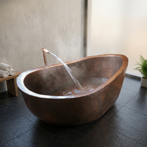 Bañera de Cobre Antigua Hecha a Mano, Elegante y Duradera, con Base Ovalada para Bañarse - Artesanía India - Product Image 1