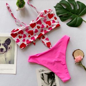 Ensemble bikini 2 pièces côtelé à séchage rapide pour femme avec soutien-gorge push-up et string en V, débardeur personnalisé - Product Image 2