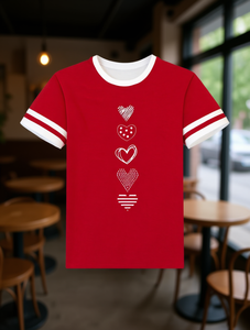 T-shirt girocollo da donna Resyla a maniche corte con stampa a cuore, casual per tutti i giorni, 100% cotone jersey, primavera estate - Product Image 2