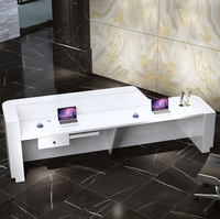 Commercial acrylique solide surface réception en forme de l blanc top design classique réception service desk
