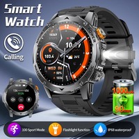 Montre connectée multisports étanche IP68 avec grand écran, moniteur de santé, lampe torche et assistant vocal IA