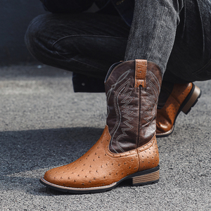 Bottes de <span class=keywords><strong>cowboy</strong></span> en cuir artificiel bon marché bon marché pour hommes, bottes de <span class=keywords><strong>cowboy</strong></span> personnalisées en usine, bottes pour hommes design de mode au Mexique - Product Image 6