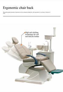 Fauteuil dentaire électrique pliant de luxe approuvé, avec plateau à instruments mobile en métal et plastique, lampe à capteur LED, 2/4 trous pour dentiste - Product Image 2