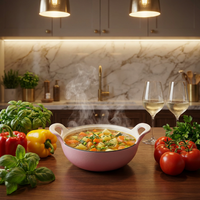 Vente en gros usine – Nouveaux ensembles de batterie de cuisine en fonte émaillée, style classique, avec logo personnalisé, compatibles four, écologiques, pour gaz et induction, antiadhésifs