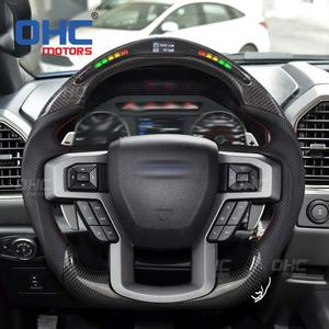 Volant personnalisé à LED RPM compatible avec <span class=keywords><strong>Ford</strong></span> F150 <span class=keywords><strong>Raptor</strong></span> 2021 2020 2019 2018, volant en fibre de carbone à LED, moteurs Ohc - Product Image 2