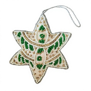 Eye Catching Design Handcrafted Bullion Made <b>Star</b> Shape Padded Beaded Home Decorative Festive <b>Hanging</b> Ornaments at Low Price - Product Image 1