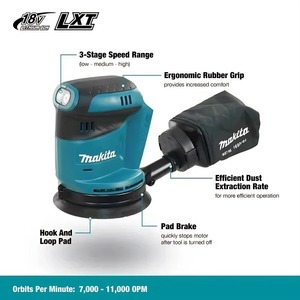 <span class=keywords><strong>Ponceuse</strong></span> orbitale sans fil <span class=keywords><strong>Makita</strong></span> DBO180Z 18V, qualité industrielle, moteur sans balais, vitesse variable, outil de ponçage et de polissage - Product Image 4