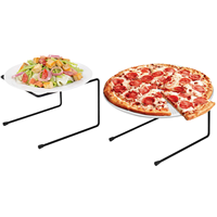Support à pizza en fil métallique noir de luxe en forme de U avec un design élégant et courbé pour la décoration de buffet de mariage