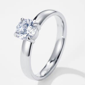 Anillo de Compromiso y Matrimonio de Acero Inoxidable con Diamante Cultivado en Laboratorio, Corte Brillante Redondo, para Mujer - Product Image 4