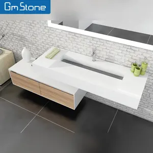 Seamless Joint Wall Hung artificial stone Wash Basin Slope Basin Long Narrow solid surface Bathroom Sink