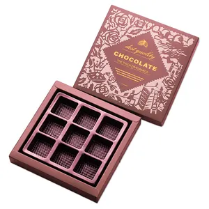 Customized Printing Logo Cardboard Chocolate Boxes With Dividers Lid And Based Chocolate Packaging Box